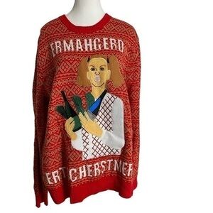 Alex Stevens Ermahgerd Erts Cher-stmers Christmas Long Sleeve Sweater